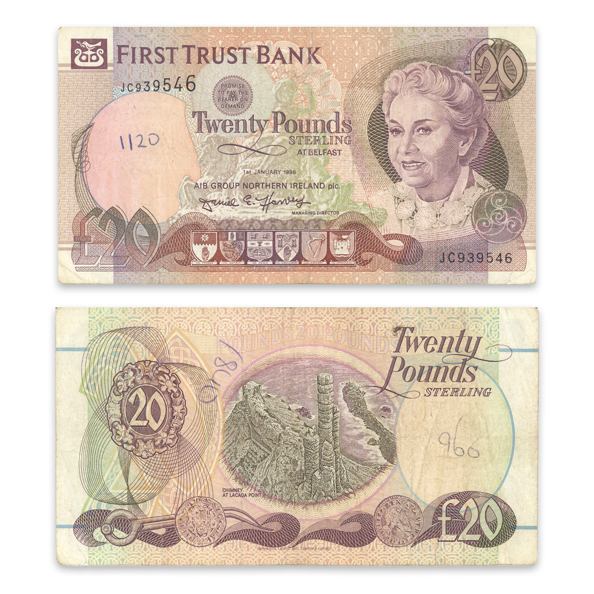 Northern Ireland - First Trust Bank 20 Pounds 1996 P# 133b F-18