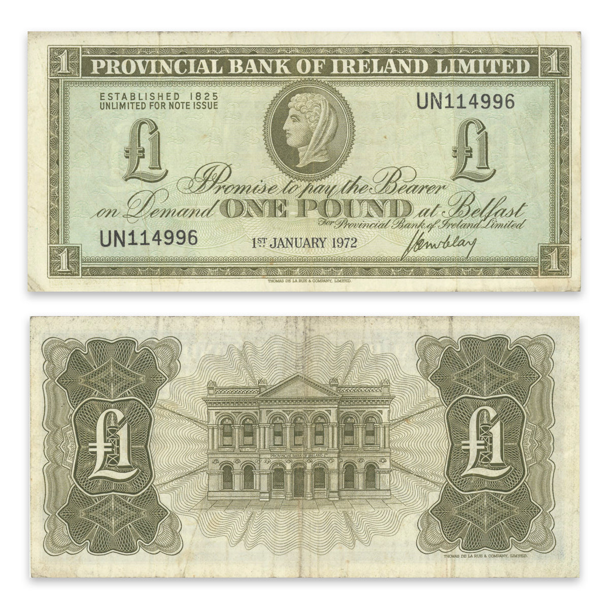 Northern Ireland - Provincial Bank of Ireland Limited 1 Pound 1972 P#245a VF-20