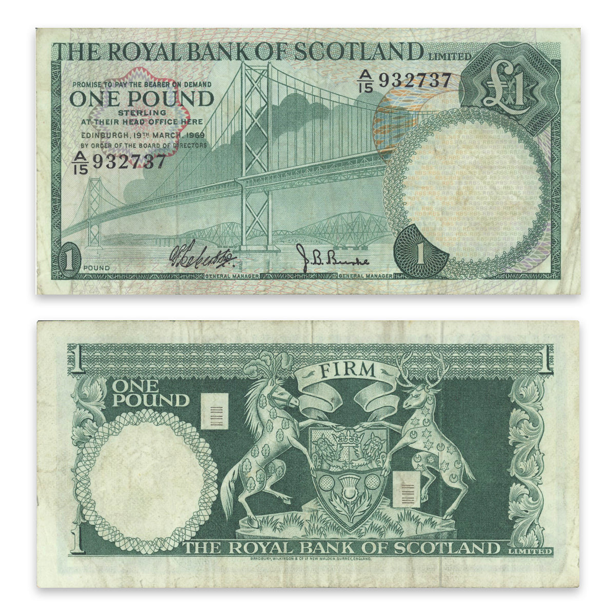 Scotland - Royal Bank of Scotland 1 Pound 1969 P# 329a F-18