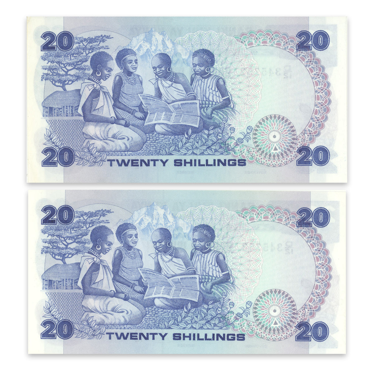 Kenya 20 Shillings 1981 Consecutive Pair P# 21a Consec AU-55