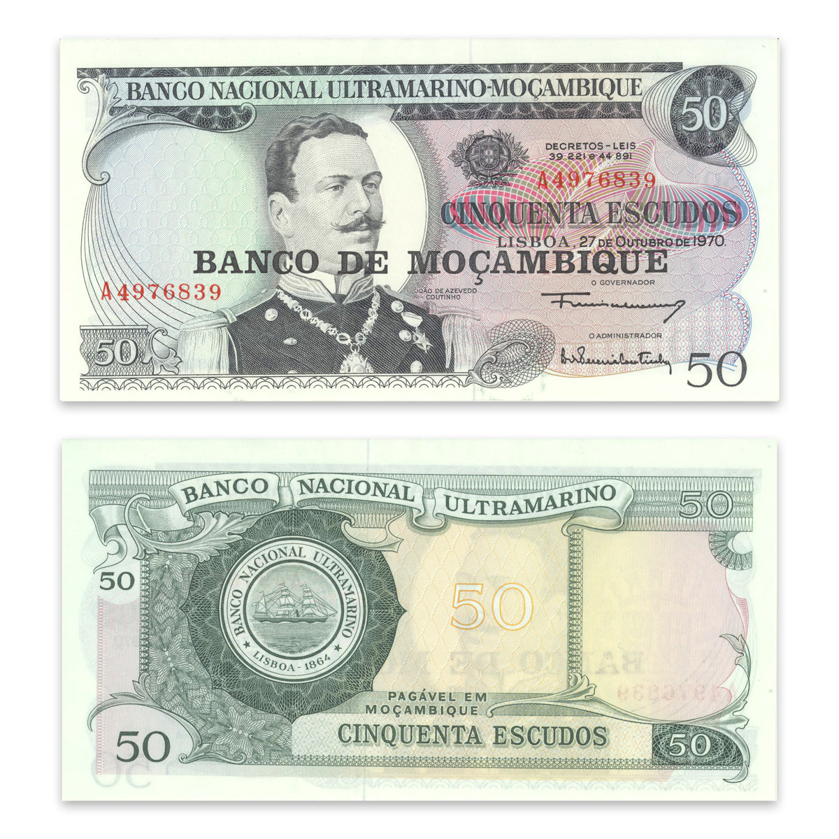 Mozambique 50 Escudos 1970 P#111 UNC-62