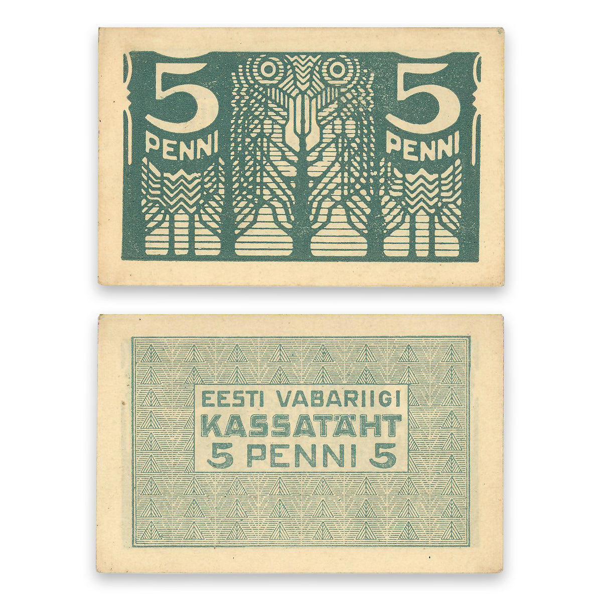 Estonia - Eesti Vabariigi Kassatäht 1919 5 Penni P# 39a UNC-60