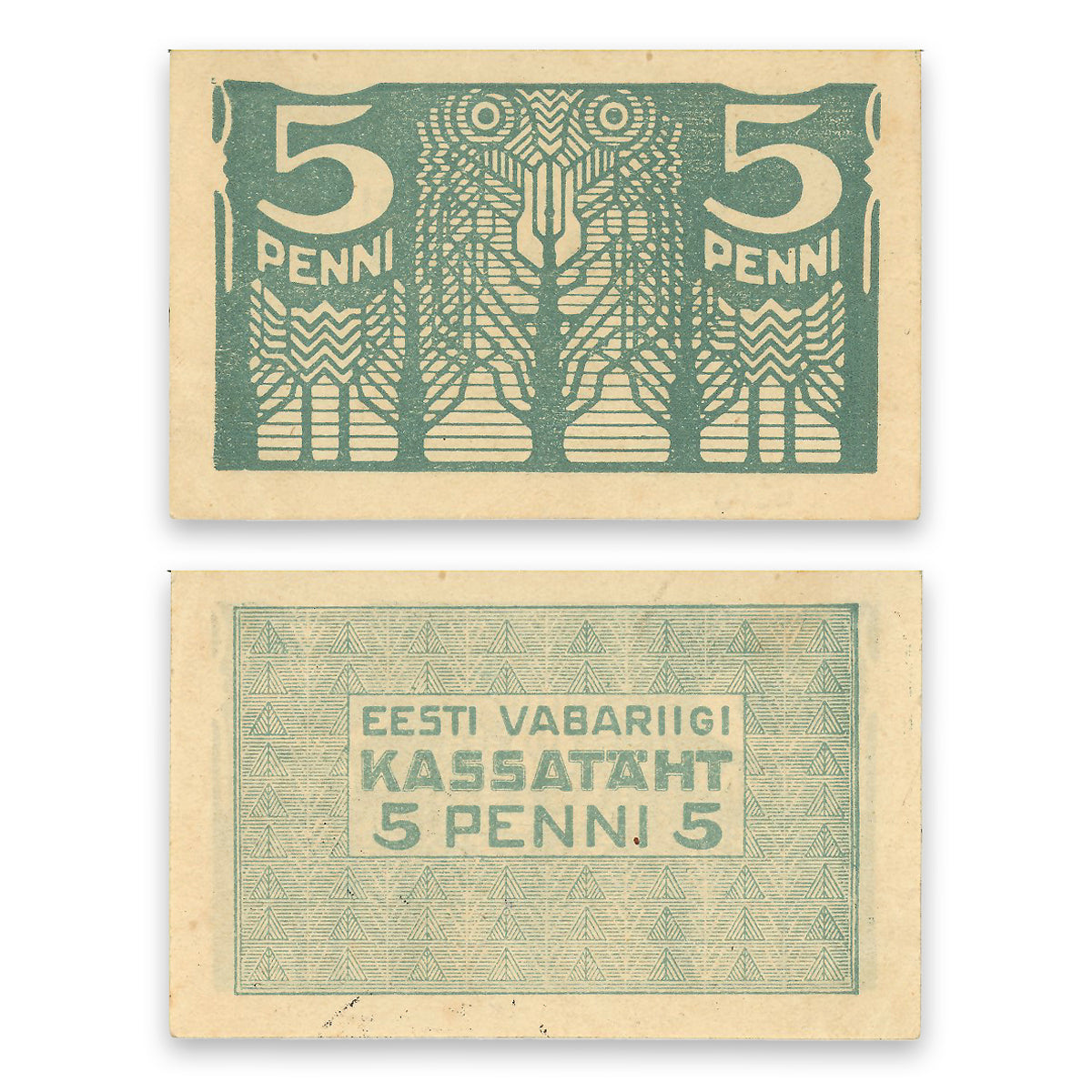 Estonia - Eesti Vabariigi Kassatäht 1919 5 Penni P# 39a AU-55