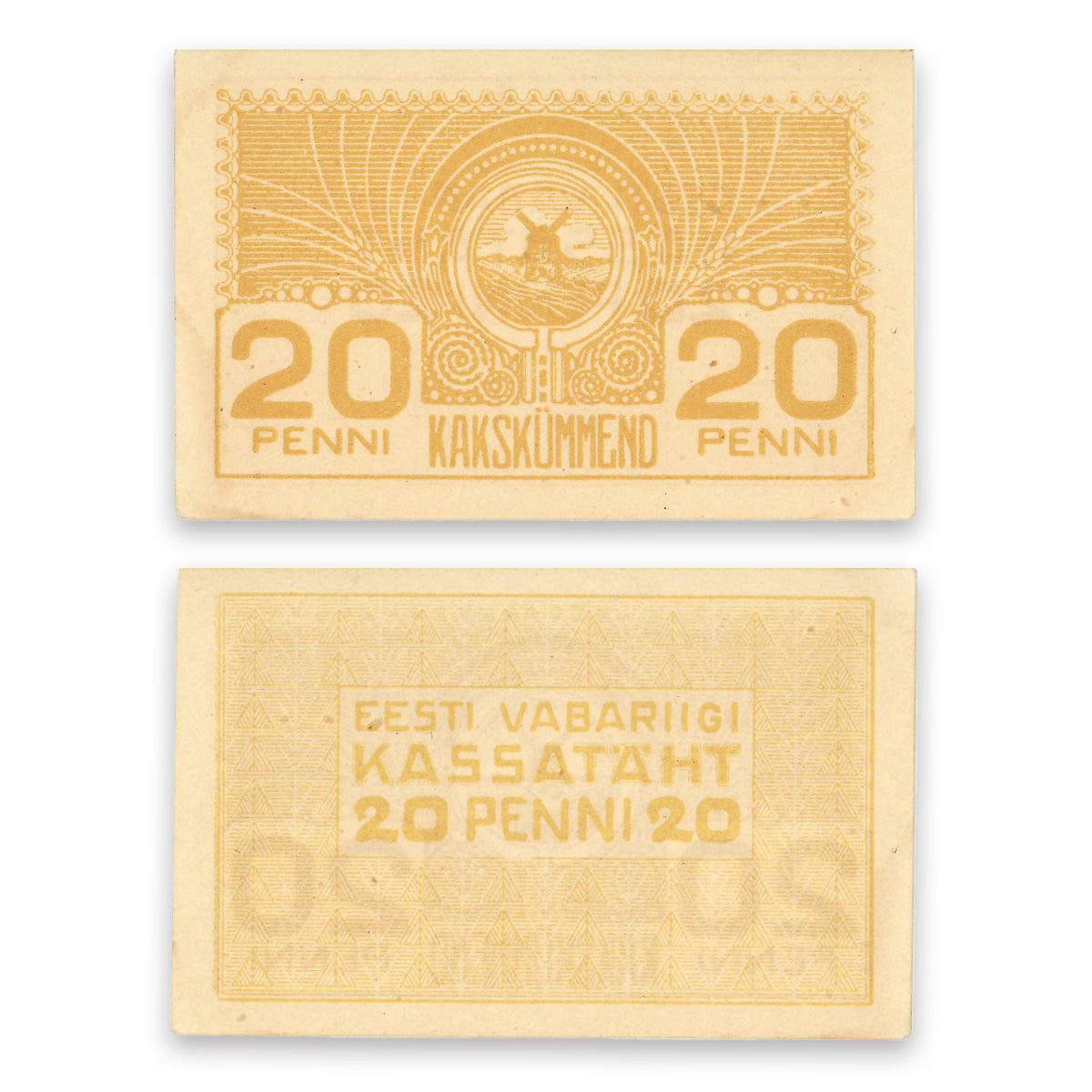 Estonia - Eesti Vabariigi Kassatäht 1919 20 Penni P# 41a AU-58