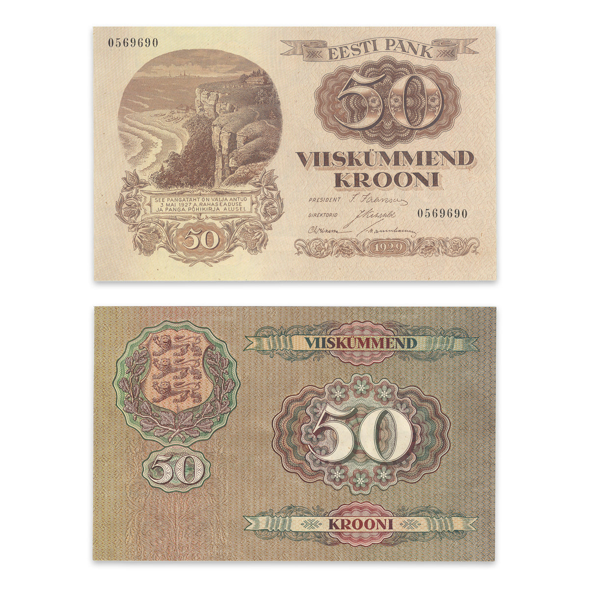 Estonia - Eesti Pank 1929 50 Krooni P# 65a UNC-60