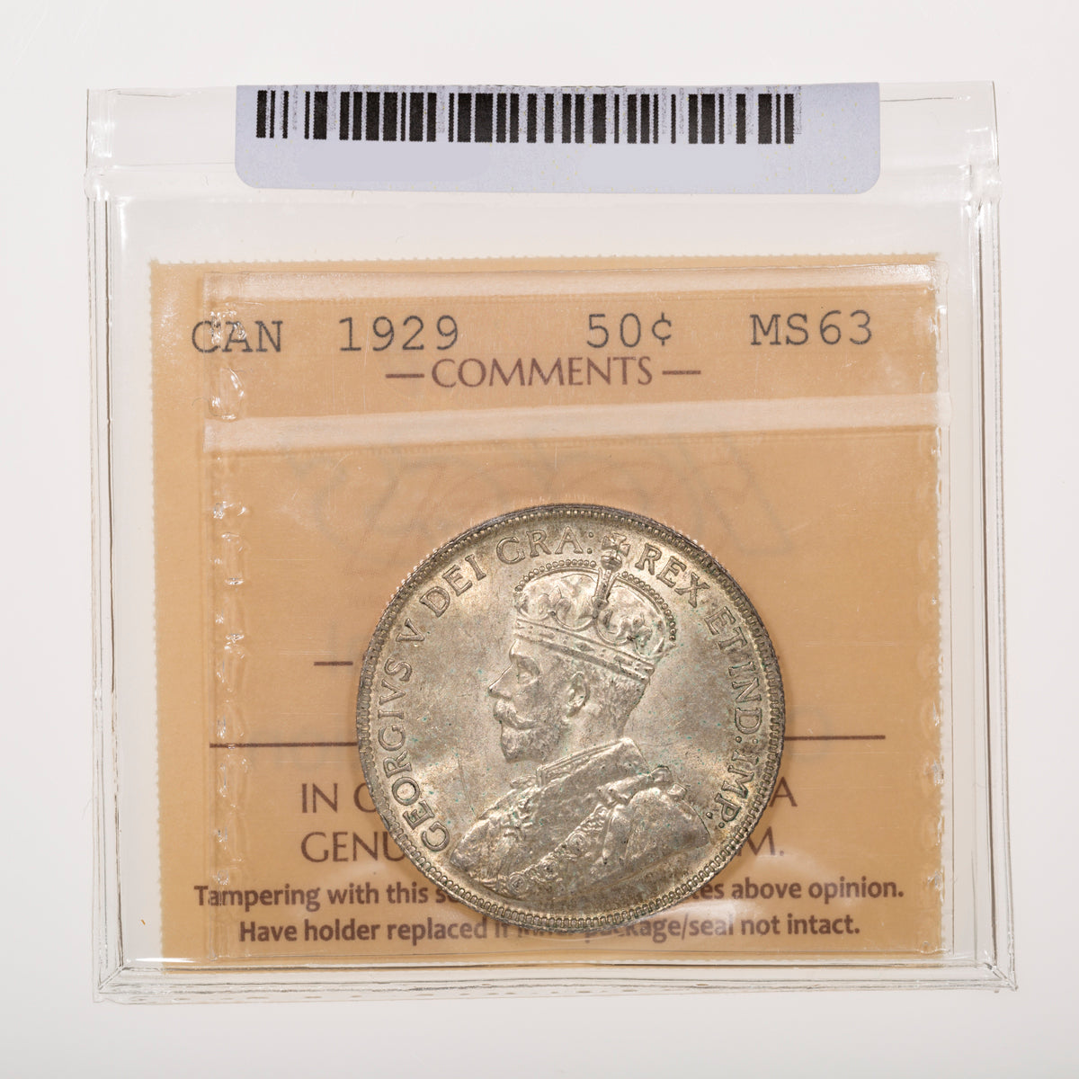 50 Cent 1929 ICCS MS-63