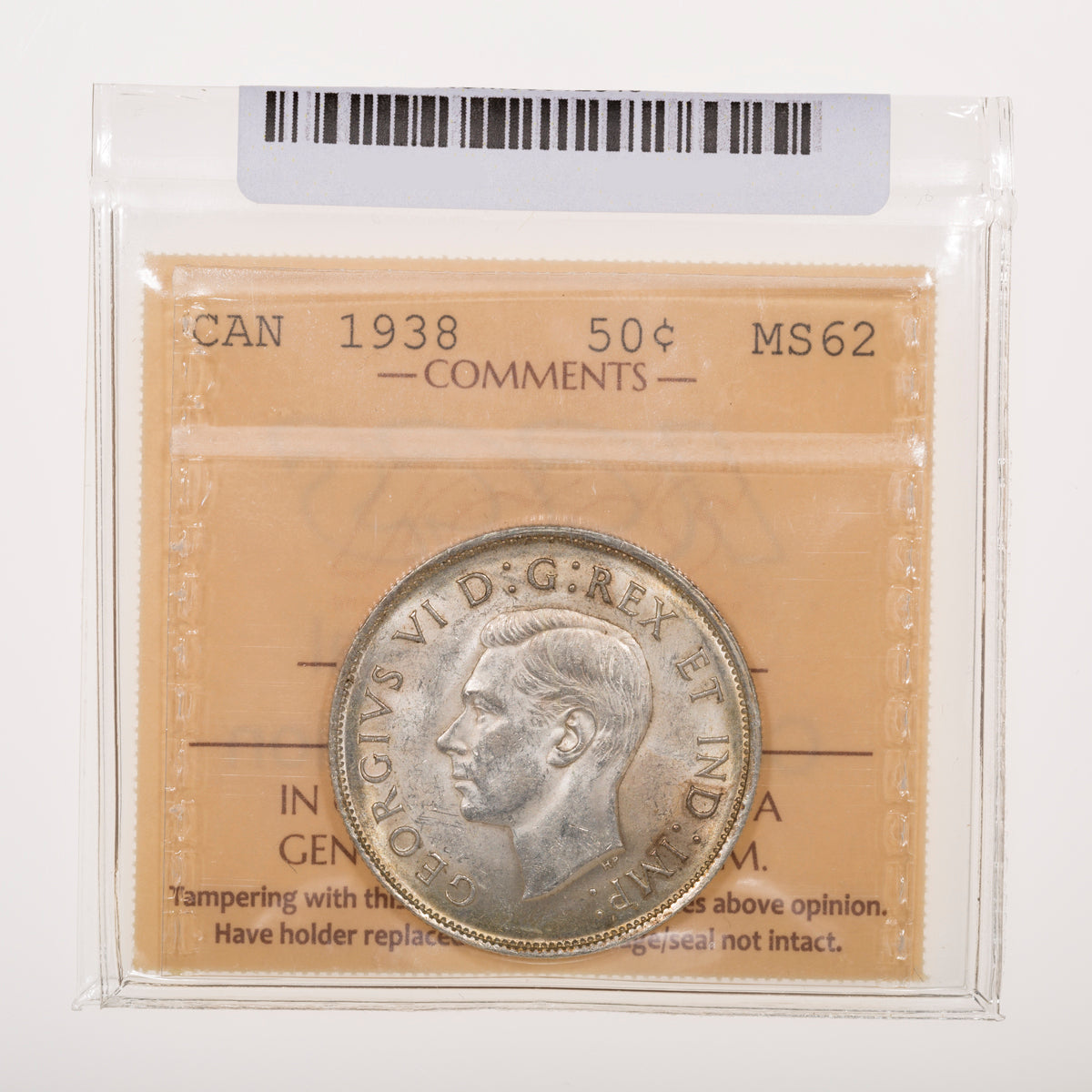 50 Cent 1938 ICCS MS-62