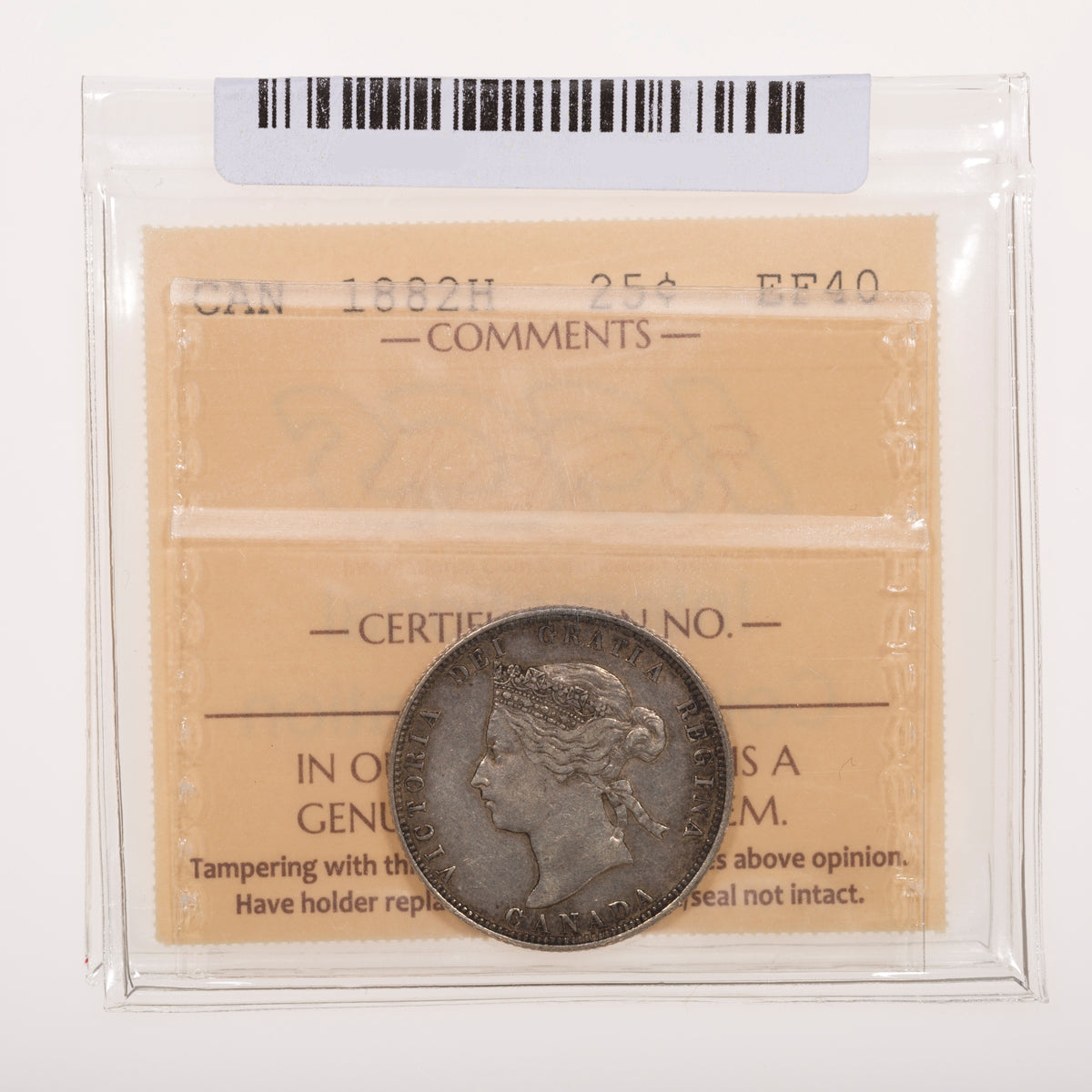 25 Cent 1882H ICCS EF-40
