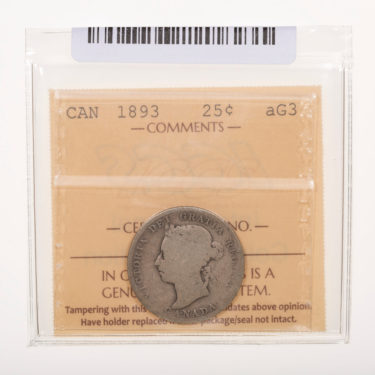 25 Cent 1893 ICCS aG-3