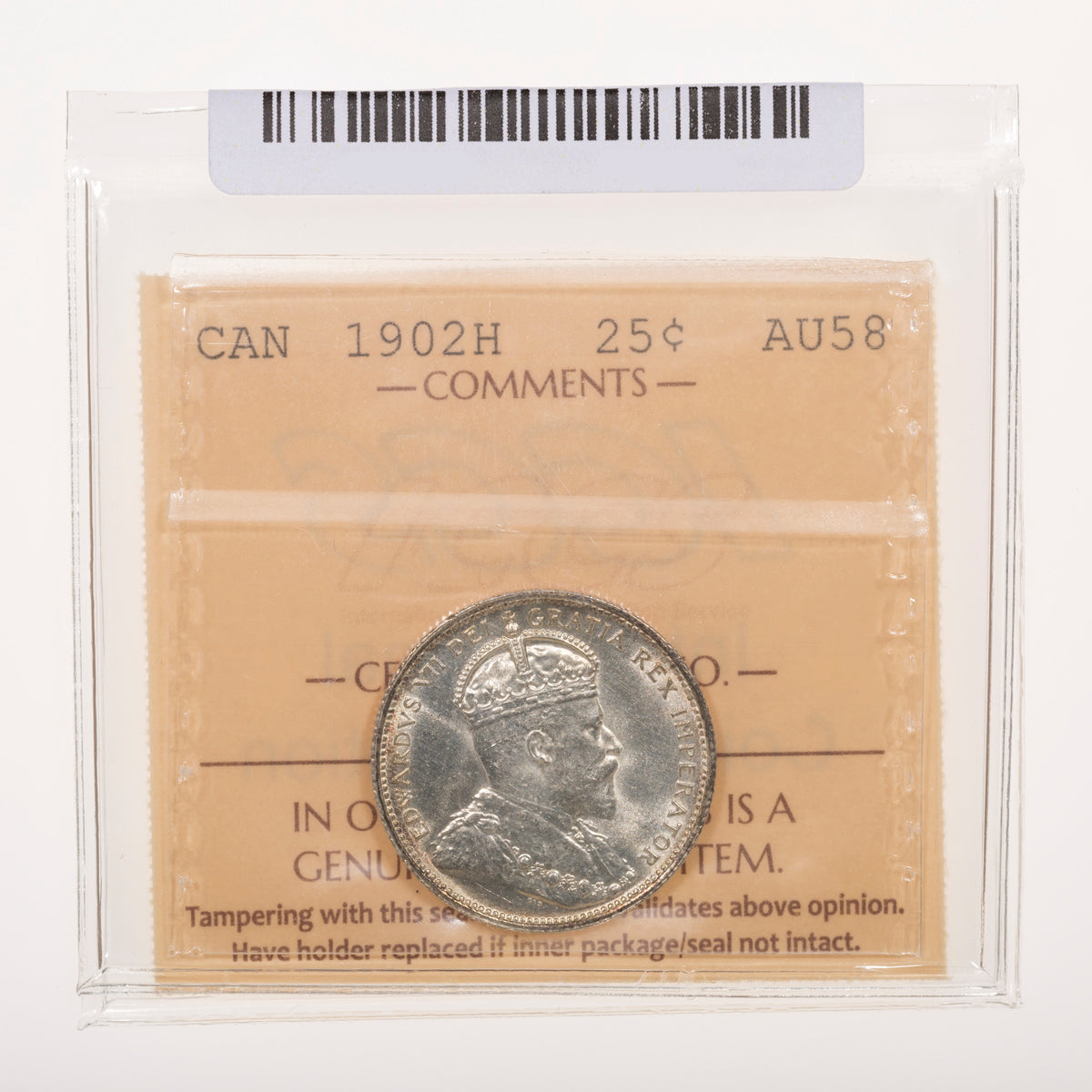 25 Cent 1902H ICCS AU-58