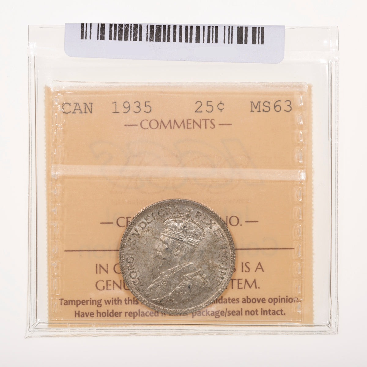 25 Cent 1935 ICCS MS-63