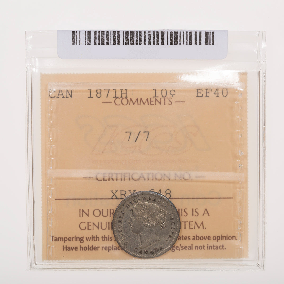 10 Cent 1871H 7/7 ICCS EF-40
