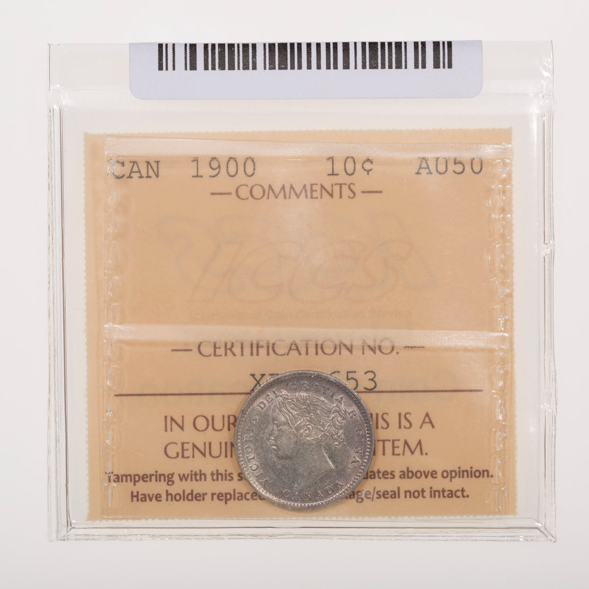 10 Cent 1900 ICCS AU-50