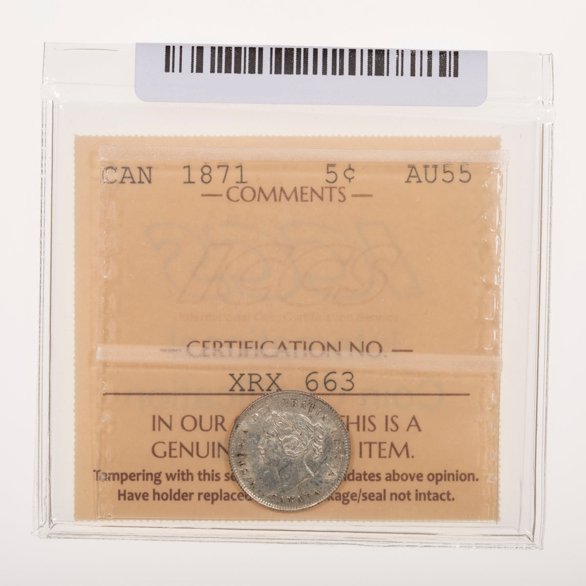 5 Cent 1871 ICCS AU-55