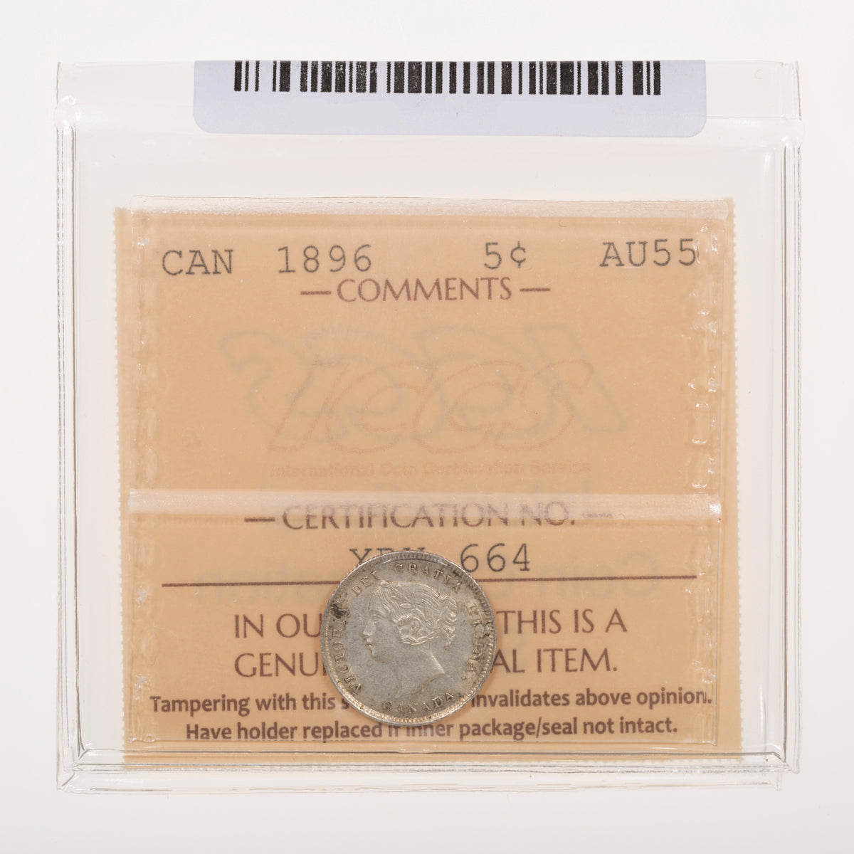 5 Cent 1896 ICCS AU-55