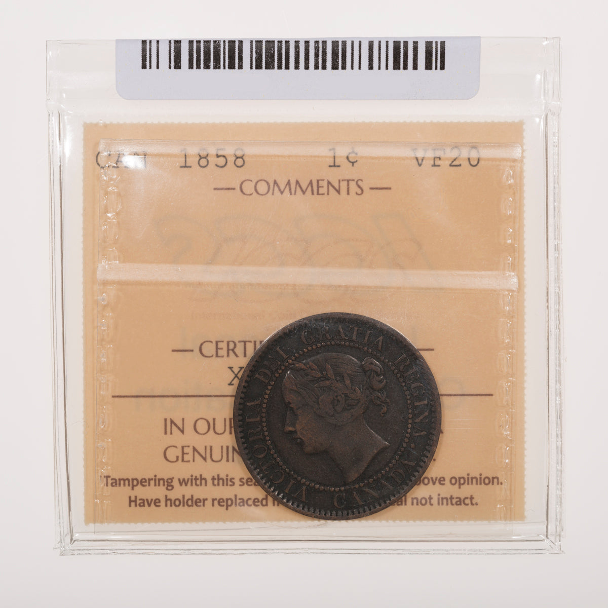 1 Cent 1858 ICCS VF-20