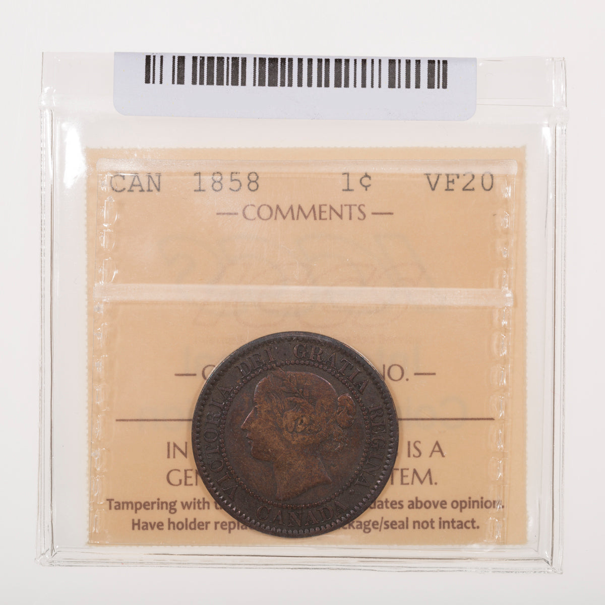 1 Cent 1858 ICCS VF-20