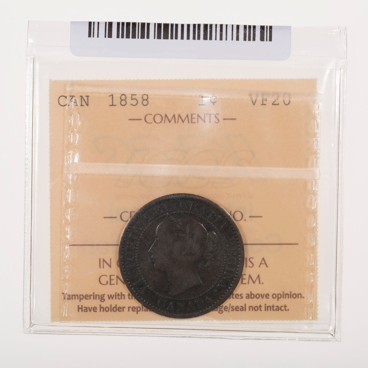 1 Cent 1858 ICCS VF-20