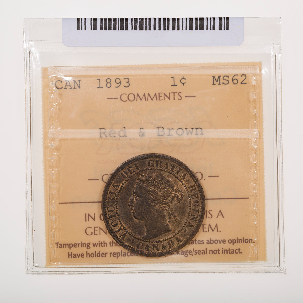 1 Cent 1893 ICCS MS-62 Red & Brown