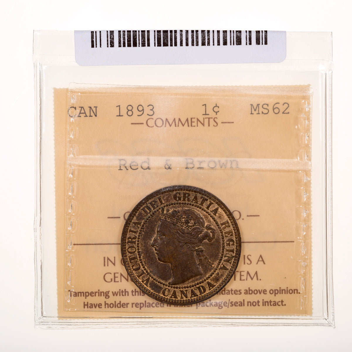 1 Cent 1893 ICCS MS-62 Red & Brown