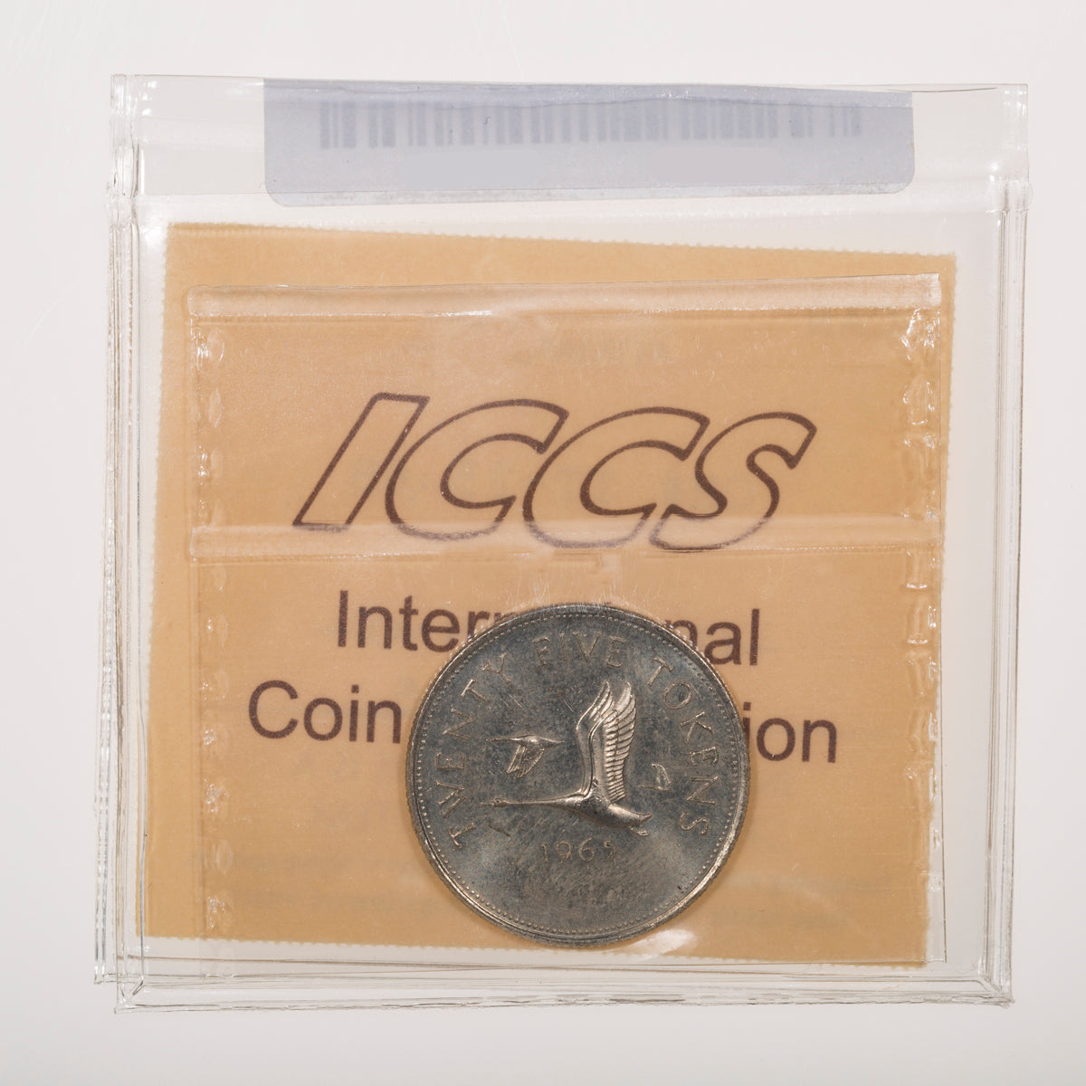 25 Cent Test Token 1965 CH# TT-25B Nickel ICCS MS-64