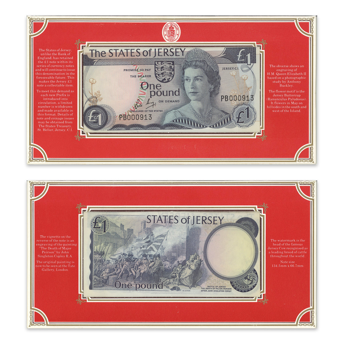 Jersey 1976 1 Pound P# 11b Low serial in display folder GUNC-65