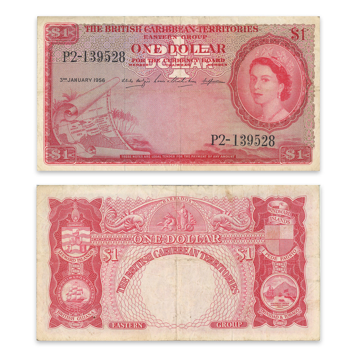 British Caribbean Territories 1953 1 Dollar P# 7b F-15