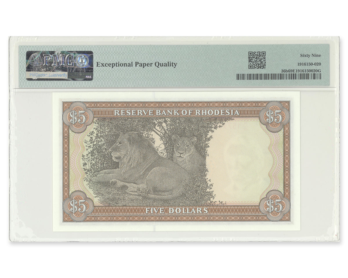 Rhodesia 1978 5 Dollars P# 36b PMG GUNC-69 EPQ