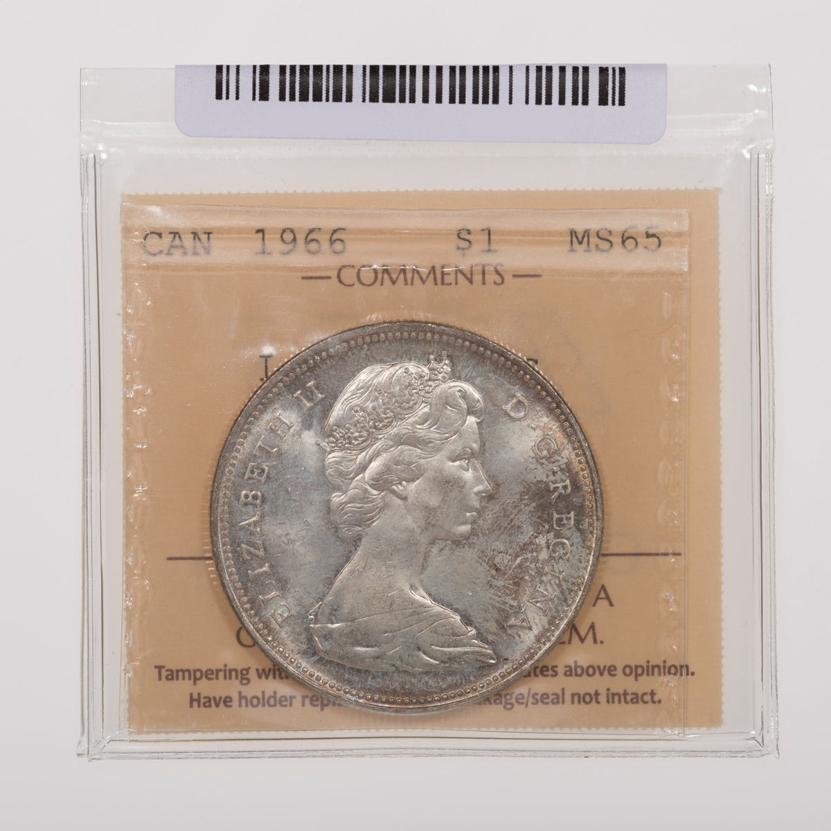 $1 1966 Large Bead ICCS MS-65
