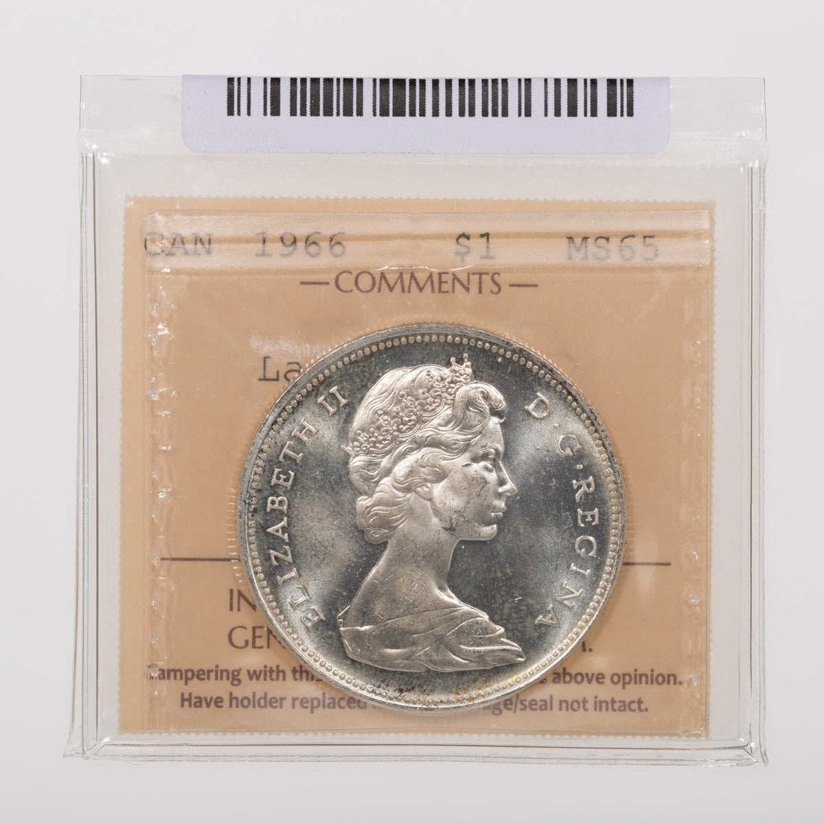 $1 1966 Large Bead ICCS MS-65