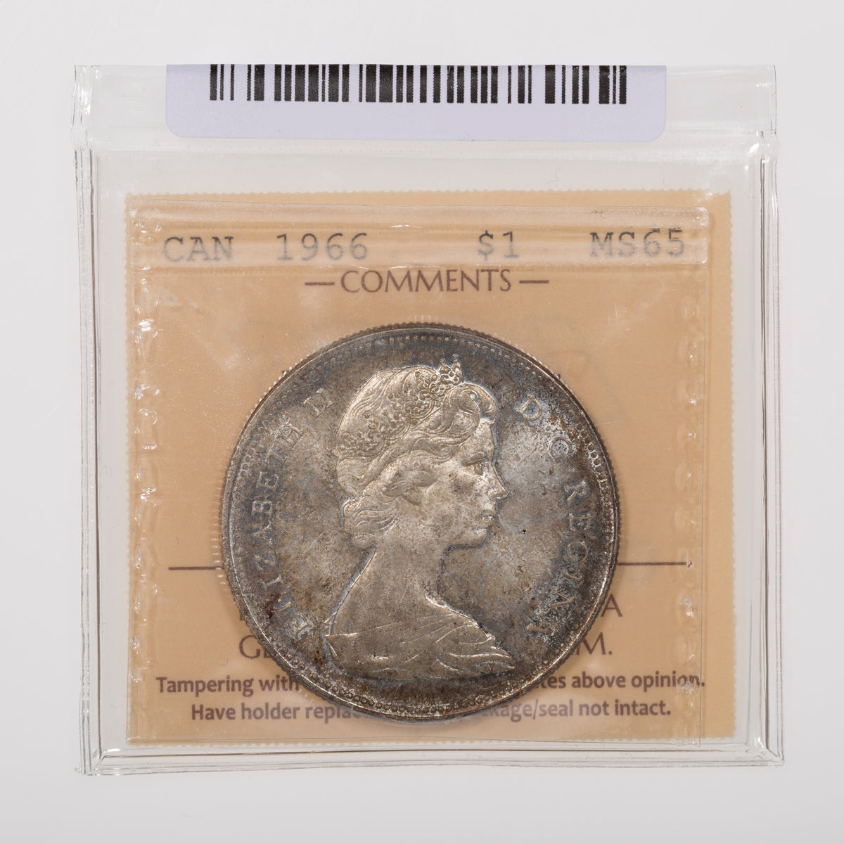 $1 1966 Large Bead ICCS MS-65