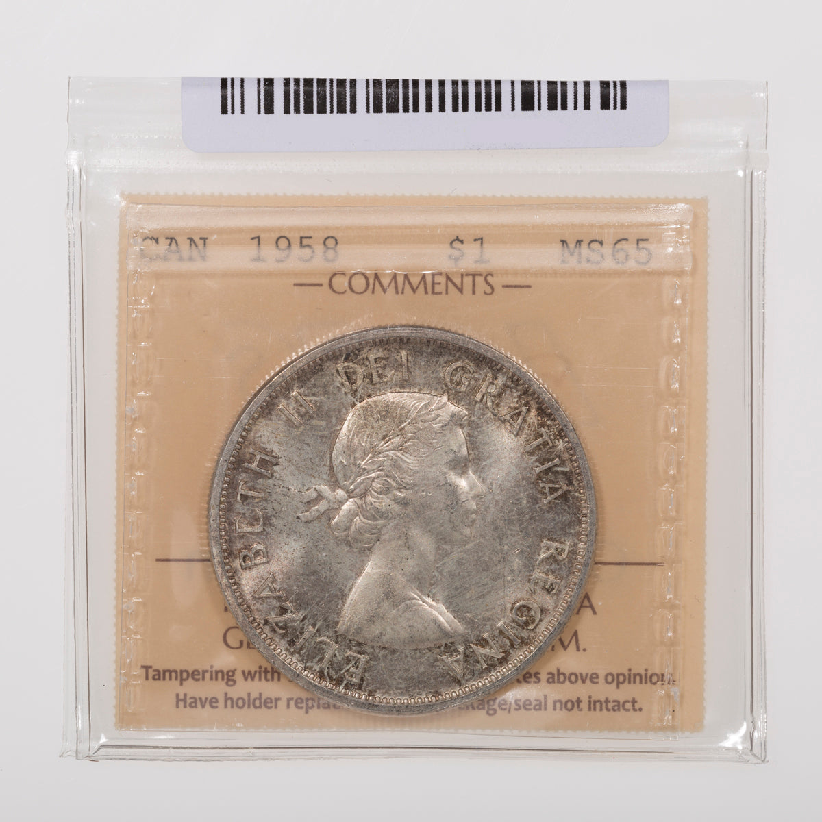 $1 1958 ICCS MS-65