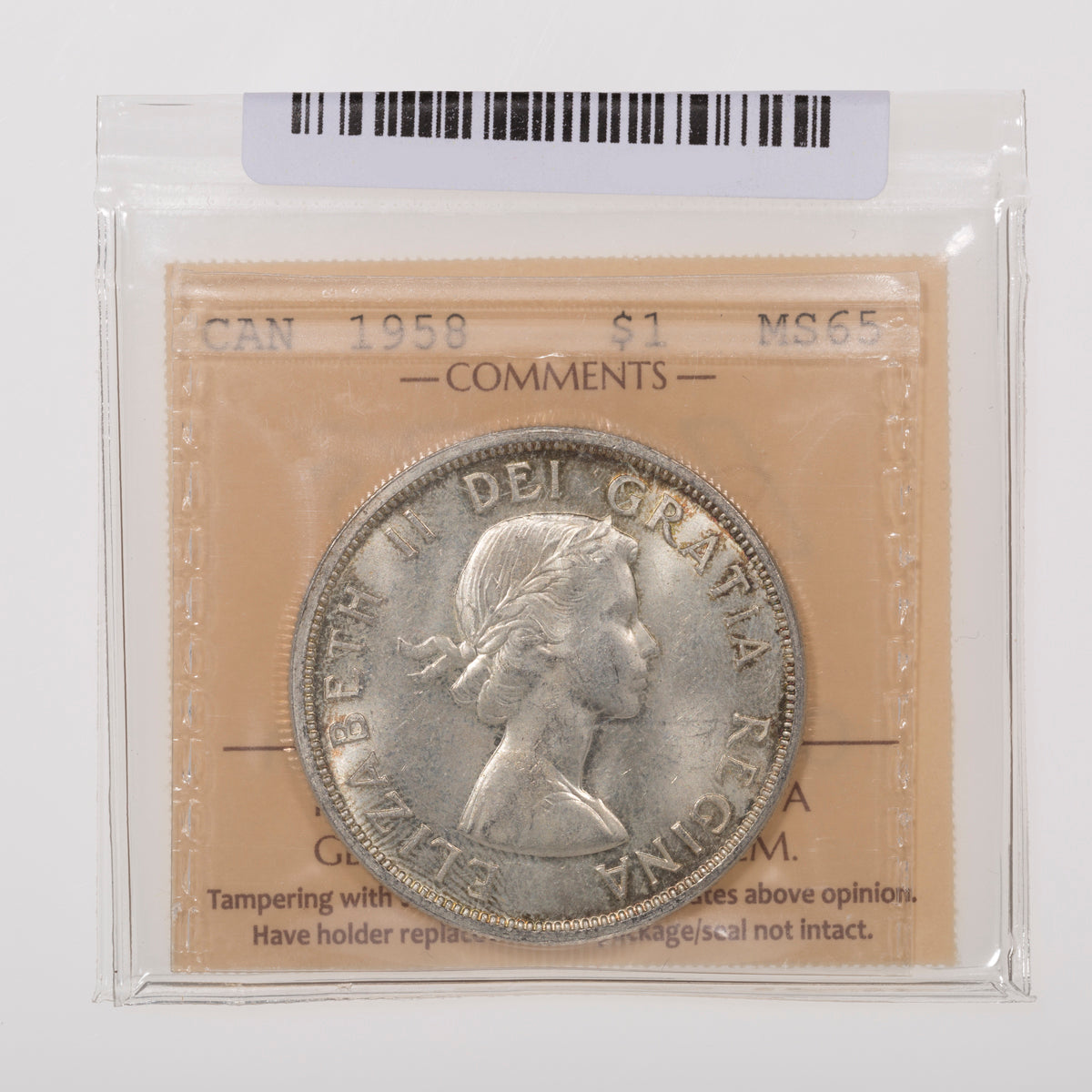 $1 1958 ICCS MS-65