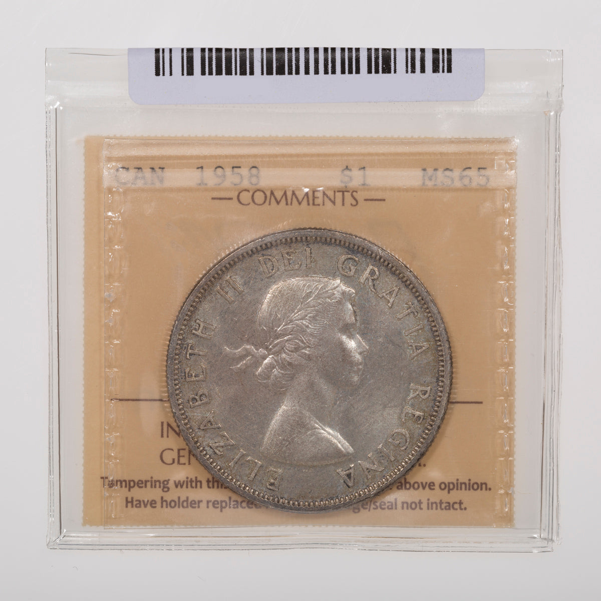 $1 1958 ICCS MS-65