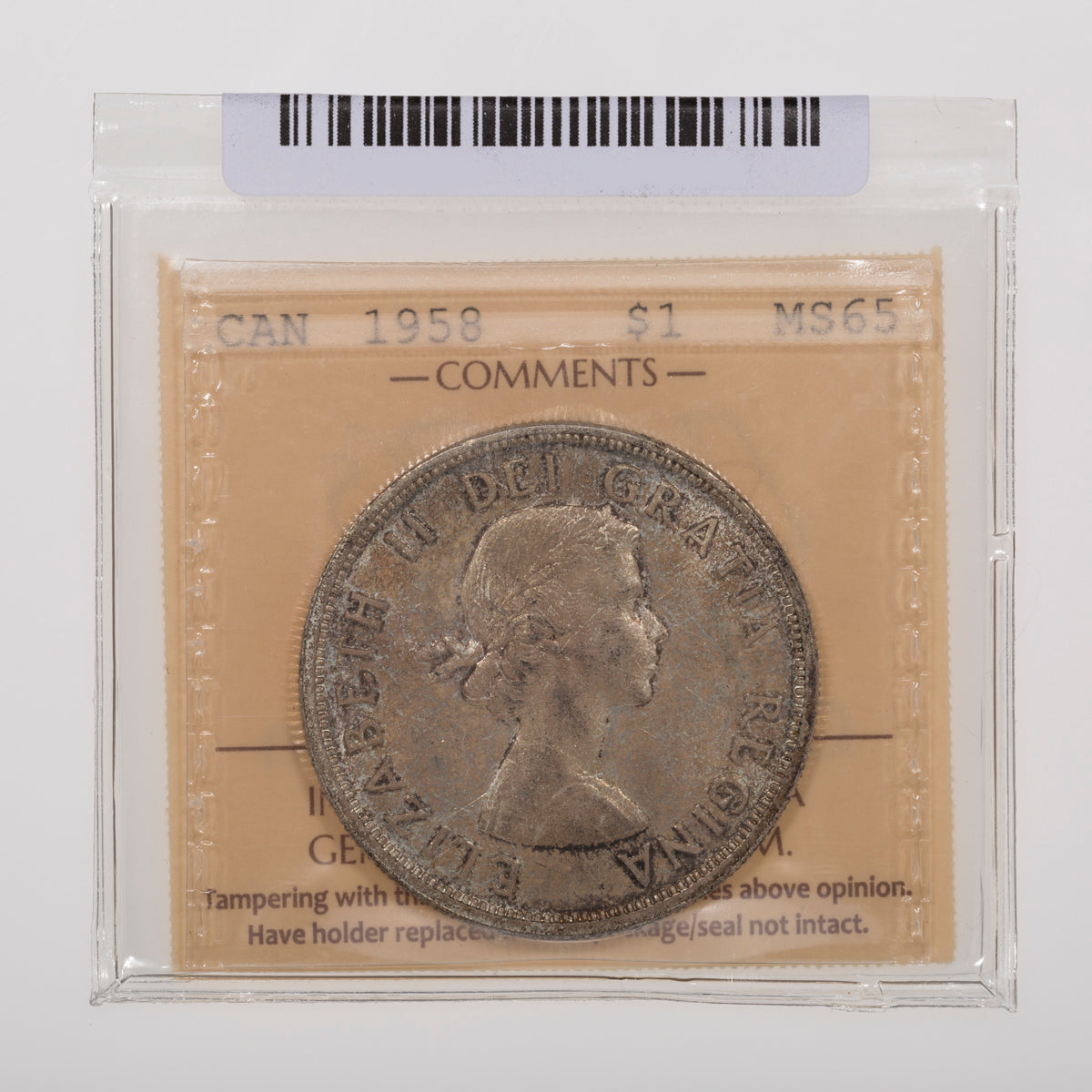 $1 1958 ICCS MS-65
