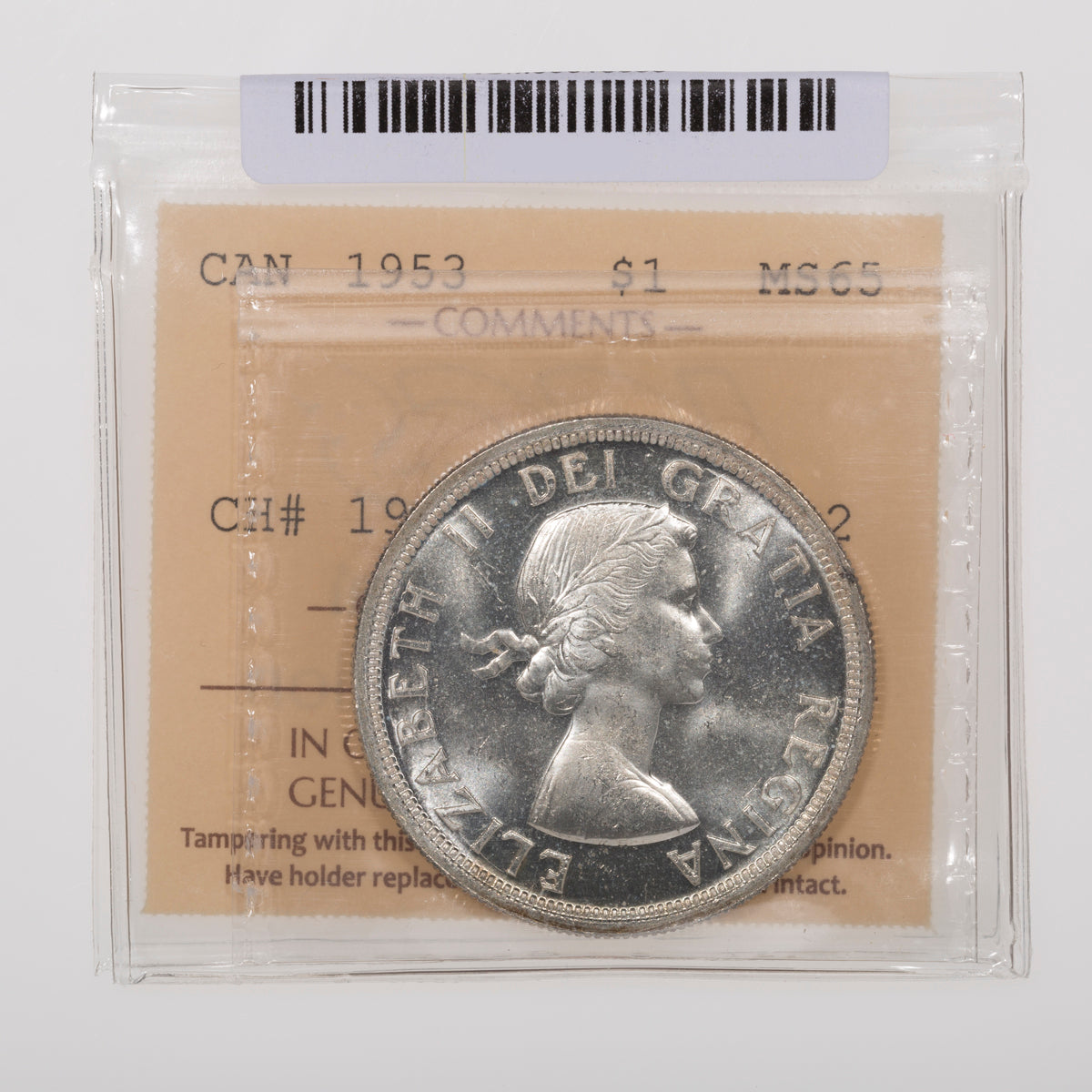 $1 1953 CH#1953 SF Obv-002 Die Crack ICCS MS-65