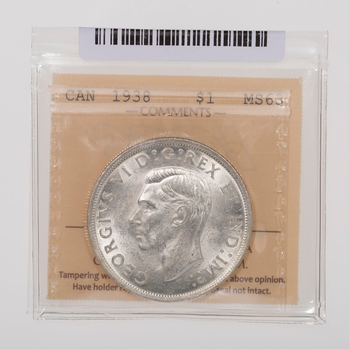 $1 1938 ICCS MS-63