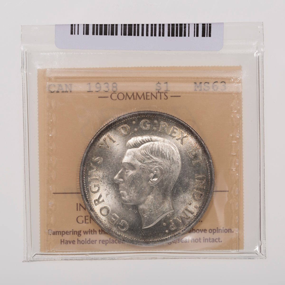 $1 1938 ICCS MS-63
