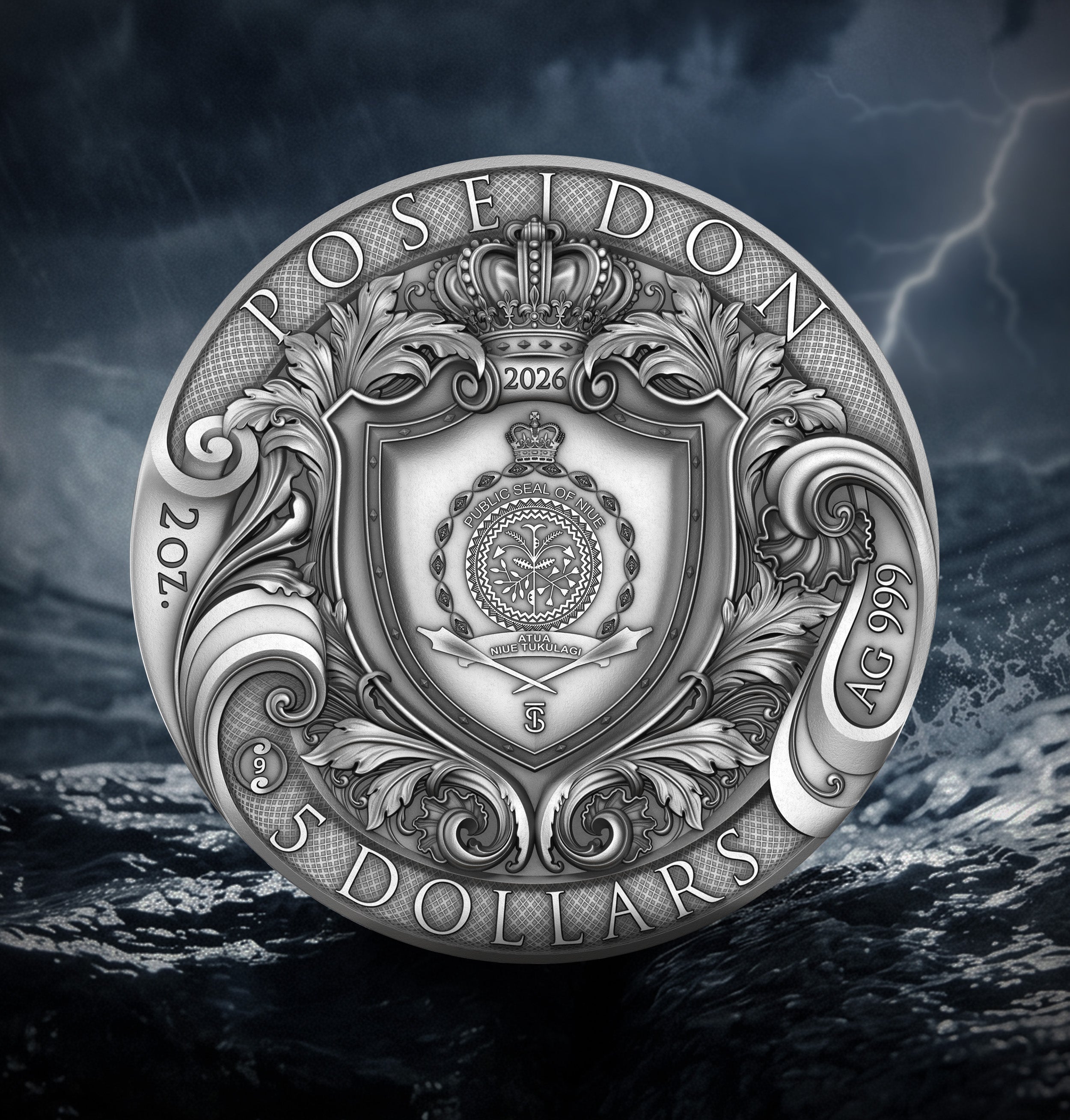 2026 $5 Poseidon - Pure Silver Coin
