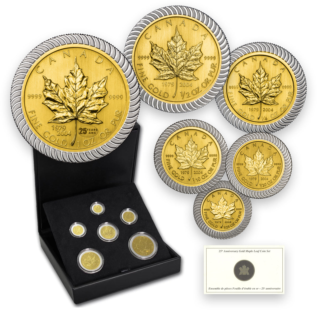 2004 25th Anniversary Gold Maple Leaf - Bi-Metalic 6 Coin Set