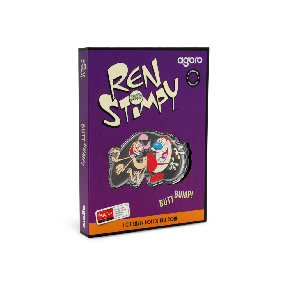 2025 $2 Nicktoons Ren & Stimpy: Butt Bump - Pure Silver Coin