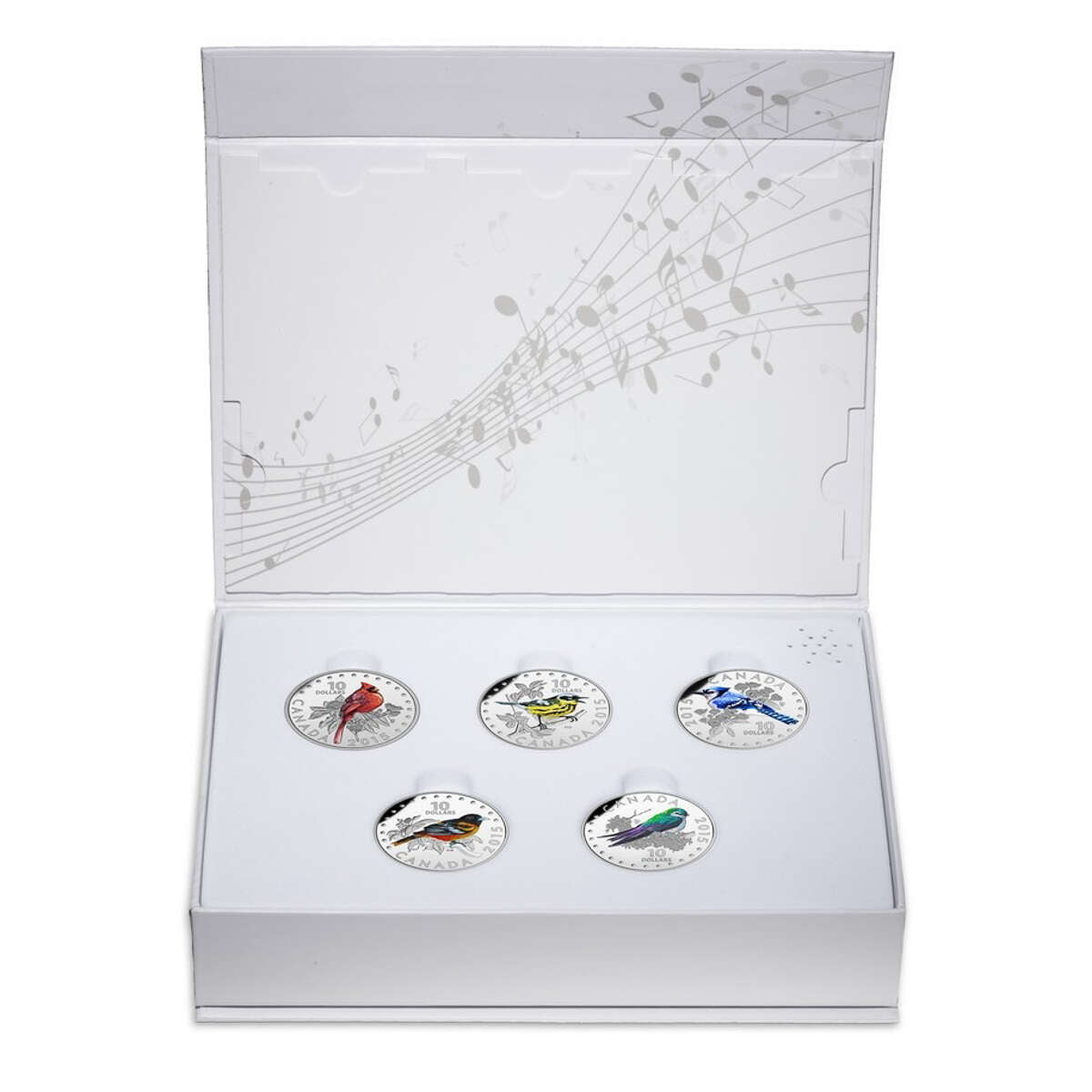 2015 $10 Colourful Songbirds of Canada - 5 Coin + Display Case Pure Si