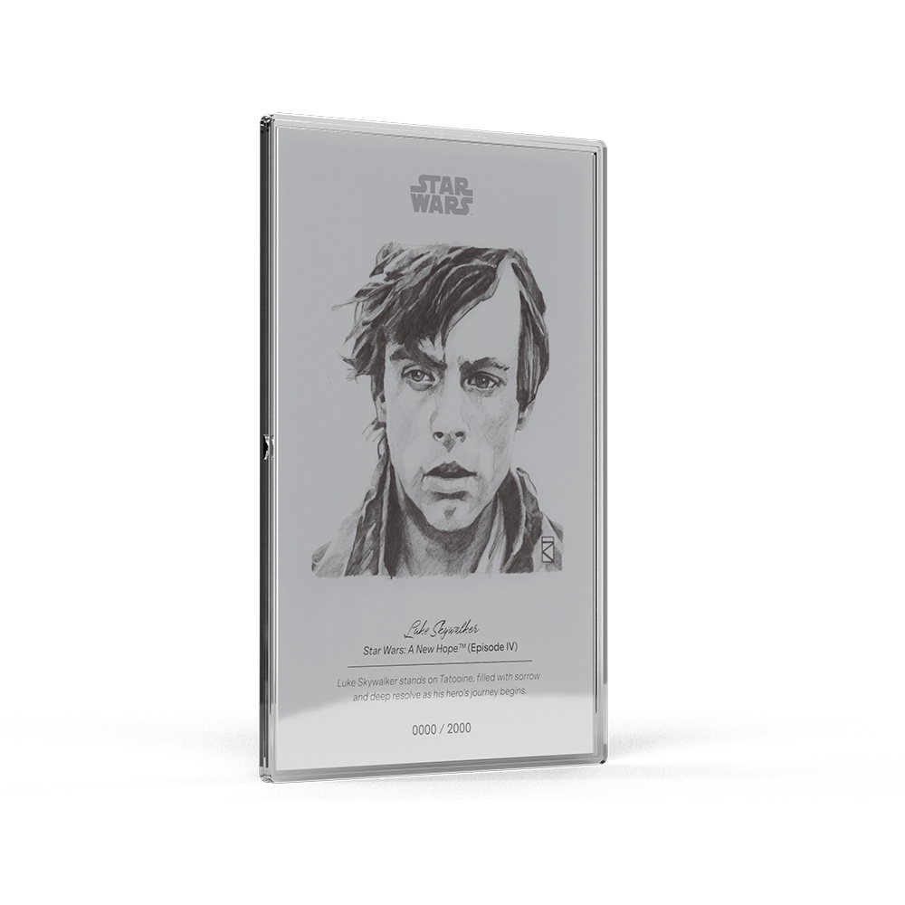 2026 $1 Star Wars Sketch Art: Luke Skywalker - Pure Silver Foil