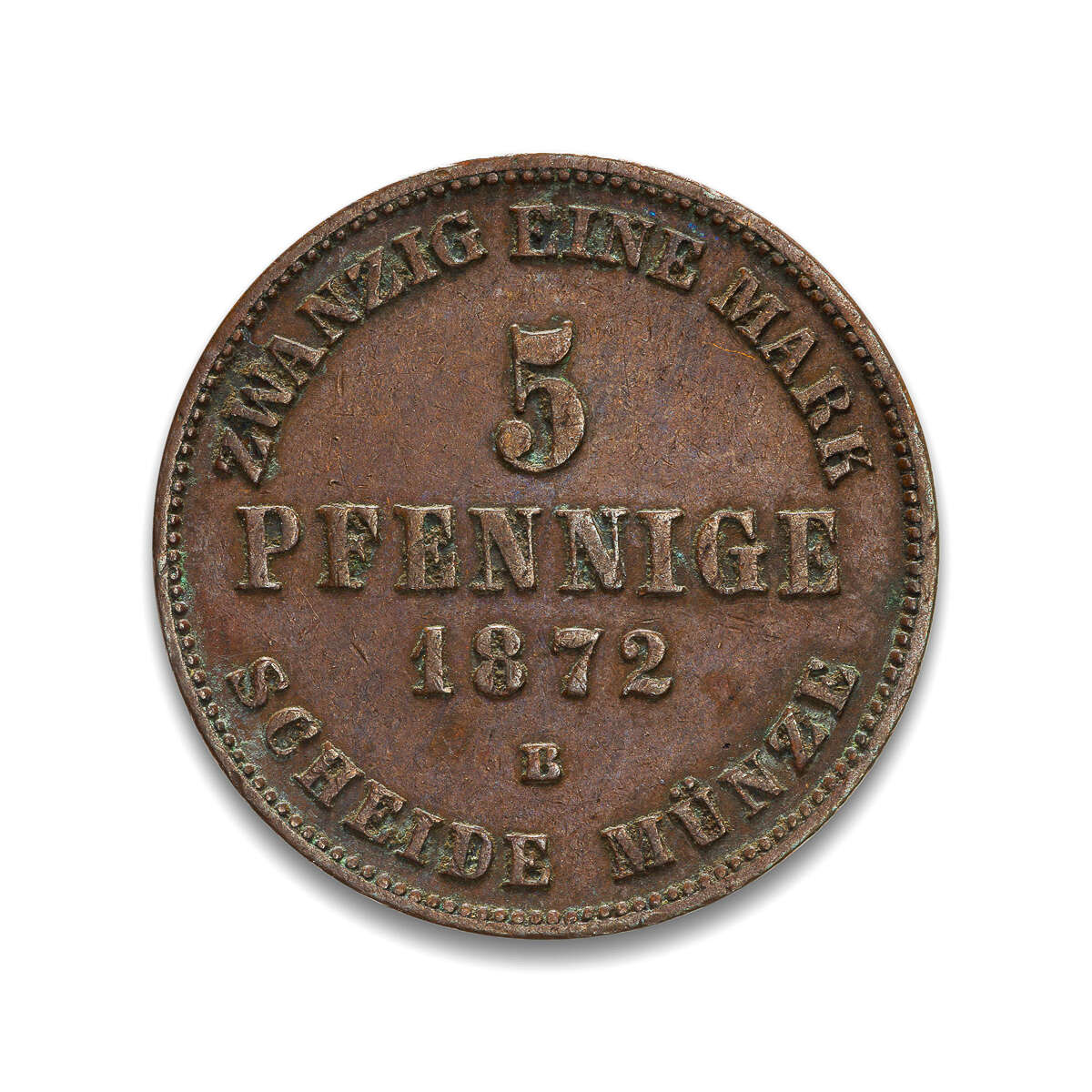 Germany 5 Pfenning 1872B EF-45