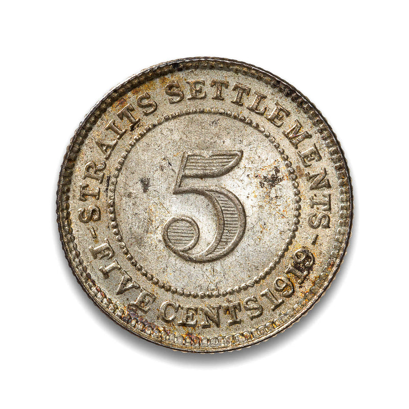 Straits Settlements 5 Cents 1919 MS-60