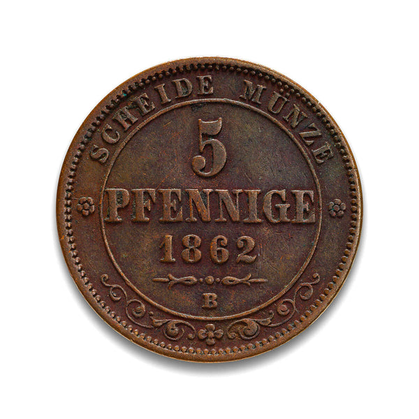 Germany 5 Pfennig 1862B EF-40