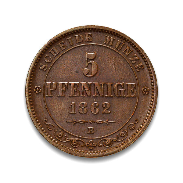 Germany 5 Pfennig 1862B AU-50