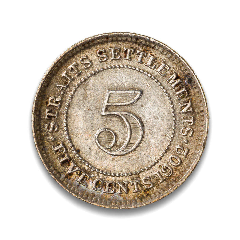 Straits Settlements 5 Cents 1902 EF-40