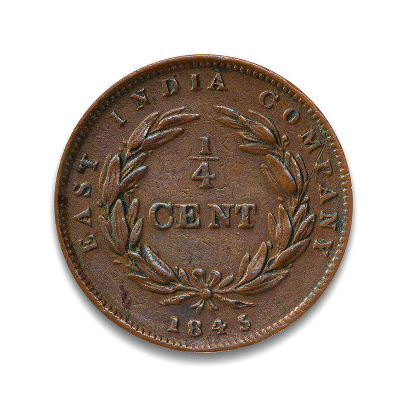 Straits Settlements 1/4 Cent 1845 VF-20