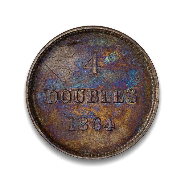 Guernsey 4 Doubles 1864 EF-40